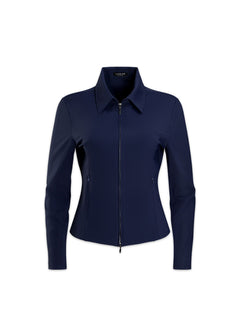 Fitted Double-Zipper Jacket Navy