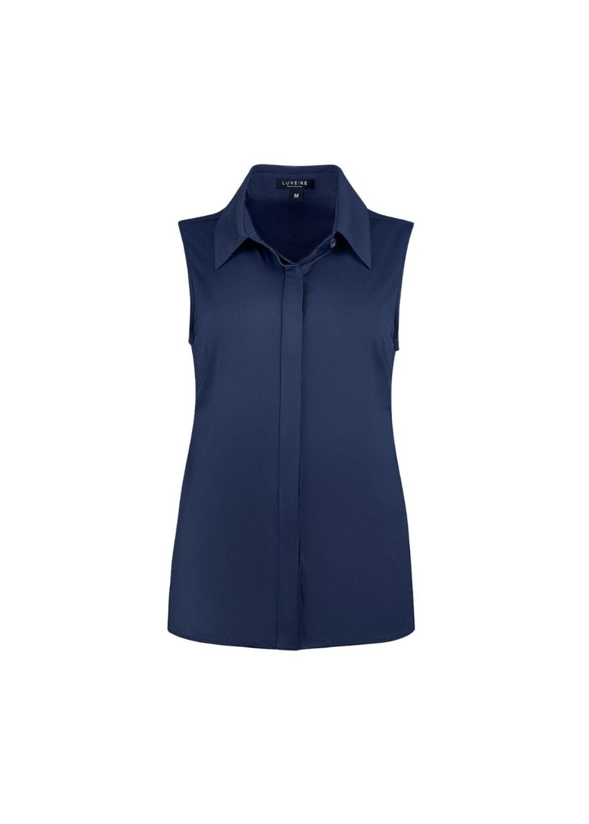 Navy Button Front Sleeveless Blouse deals