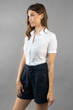 Short Sleeve Fitted blouse white