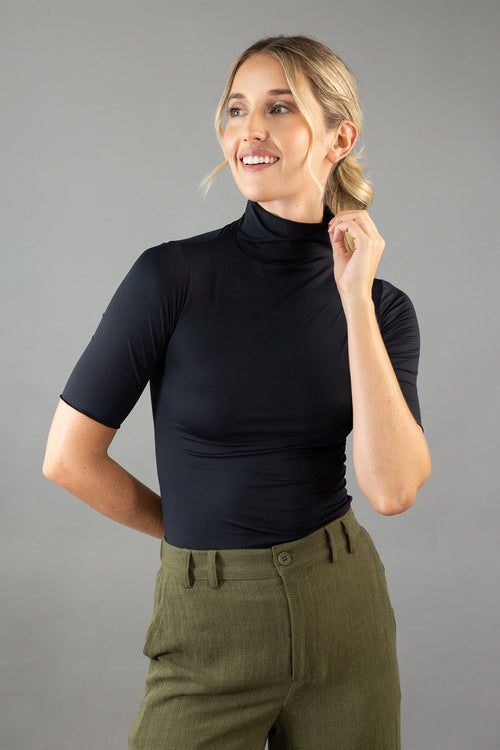 short sleeve turtleneck black