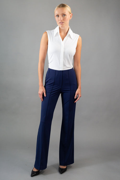 High Rise Flare Trouser Navy