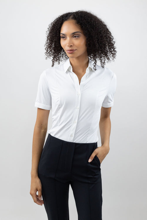 Short Sleeve Fitted Blouse White