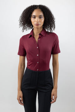 Short Sleeve Fitted Blouse Merlot