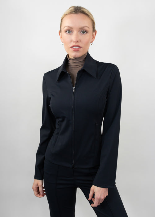 Fitted Double-Zipper Jacket Black