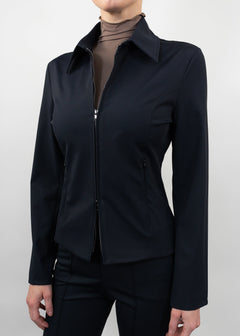 Fitted Double-Zipper Jacket Black