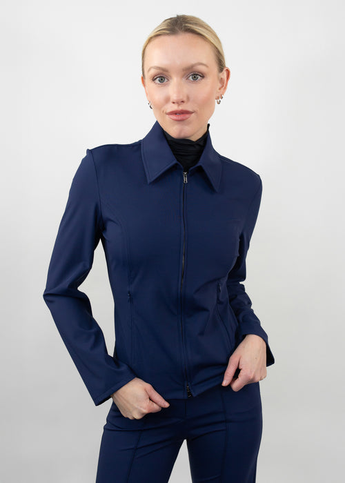 Fitted Double-Zipper Jacket Navy