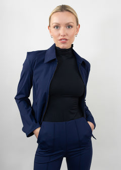 Fitted Double-Zipper Jacket Navy