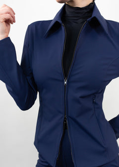 Fitted Double-Zipper Jacket Navy