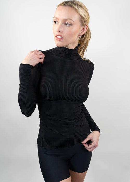 long sleeve ribbed turtleneck black