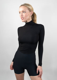 long sleeve ribbed turtleneck black