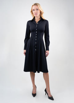 Long Sleeve Fit-and-Flare Shirt Dress