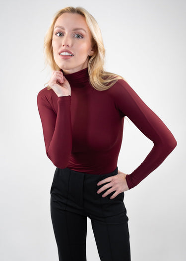 long sleeve turtleneck merlot